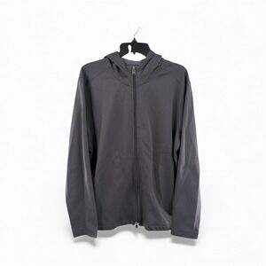 Raffi Etra Men's Large Charcoal Gray Full Zip‎ Jacket Aqua Cotton Hoodie